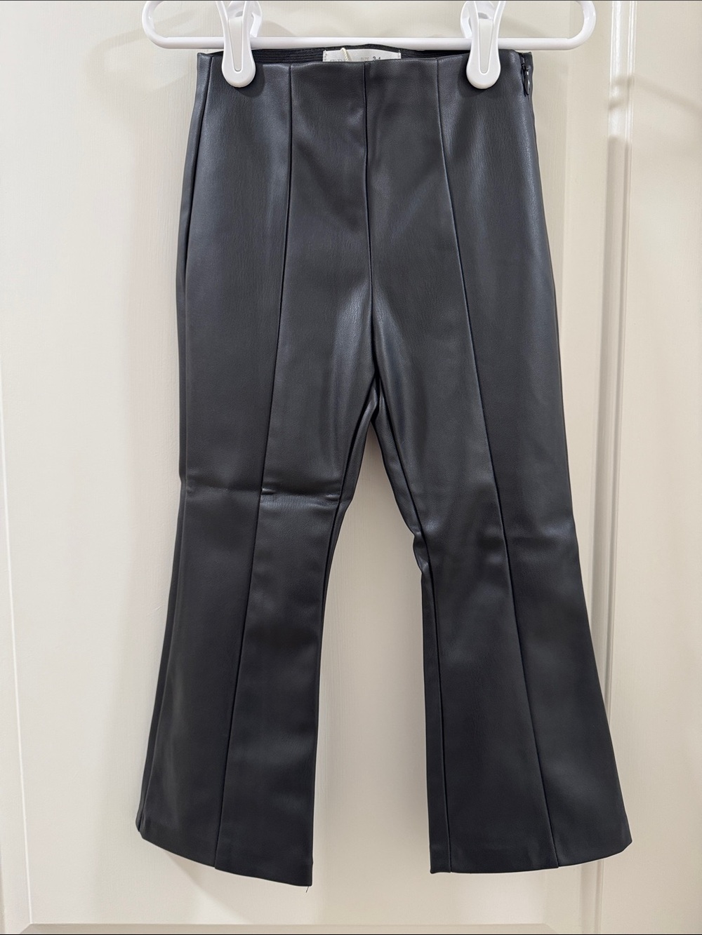 Zara Black Faux Leather Kids Flared Pants
